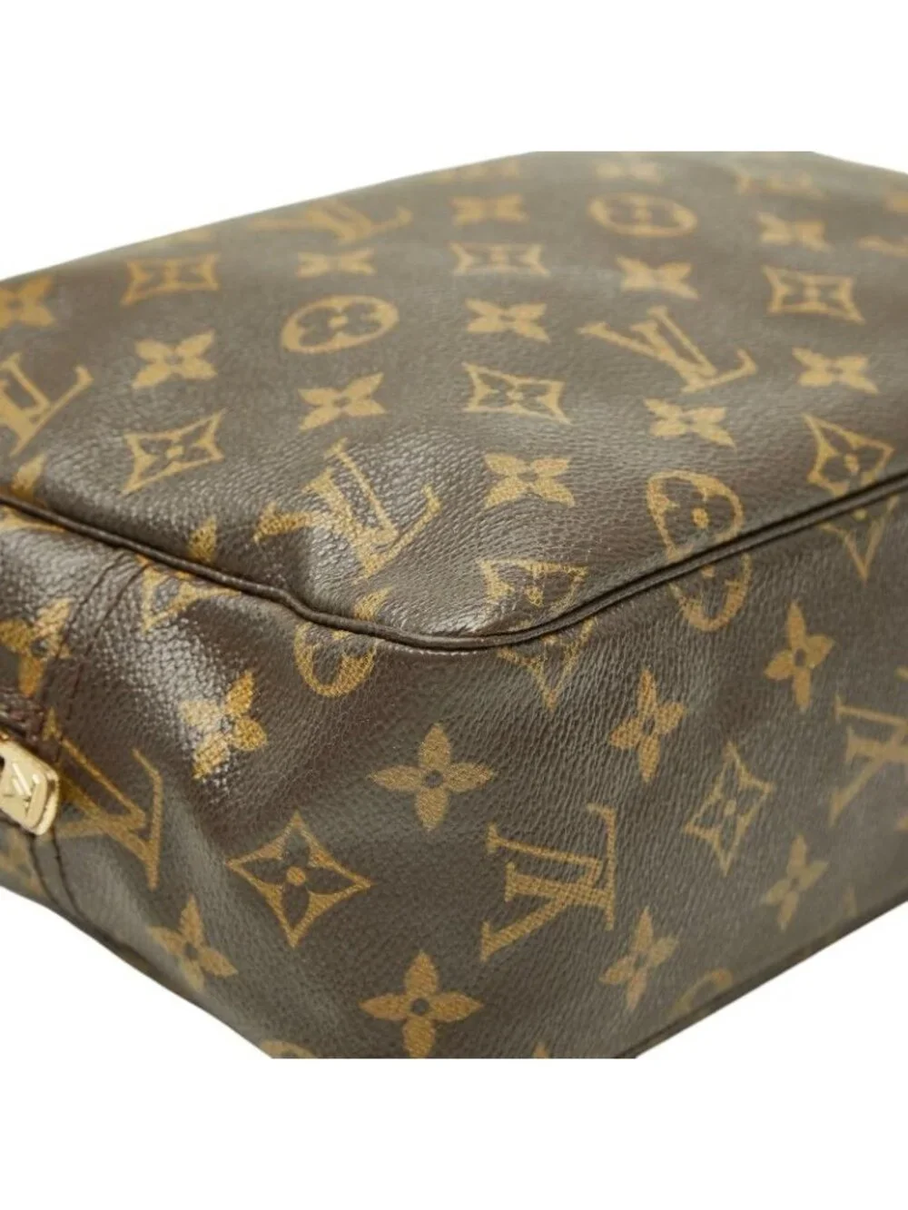 Louis Vuitton Monogram Trousse Toilet 28 Second Bag Brown Leather